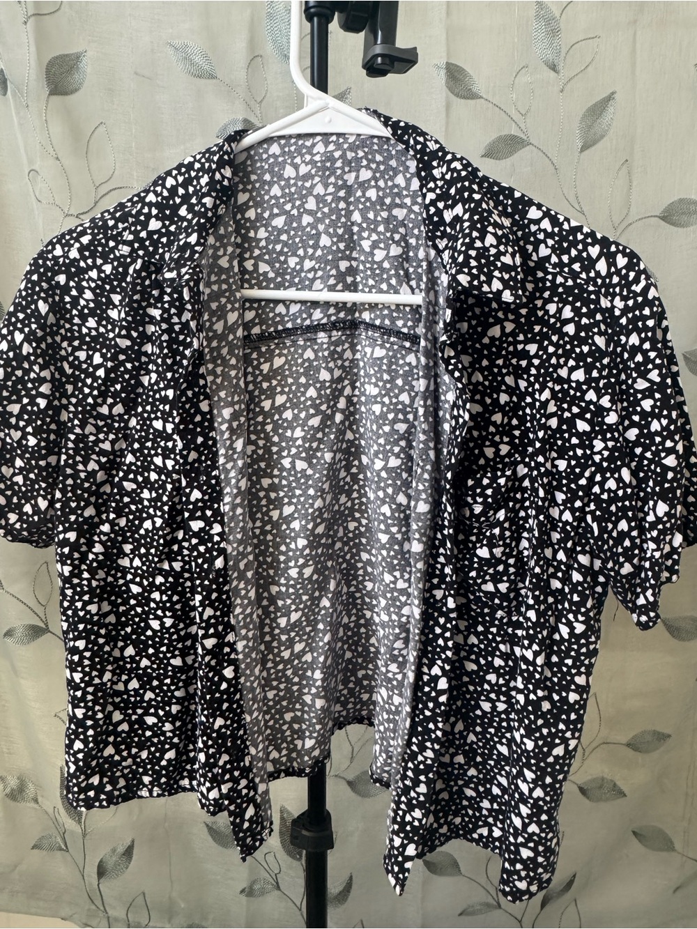 Black and White Heart Button Up crop top